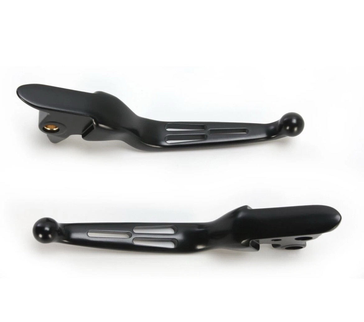 Drag Specialties Matte Black Slotted Wide Blade Lever Set 0610-1685 Softail NOS