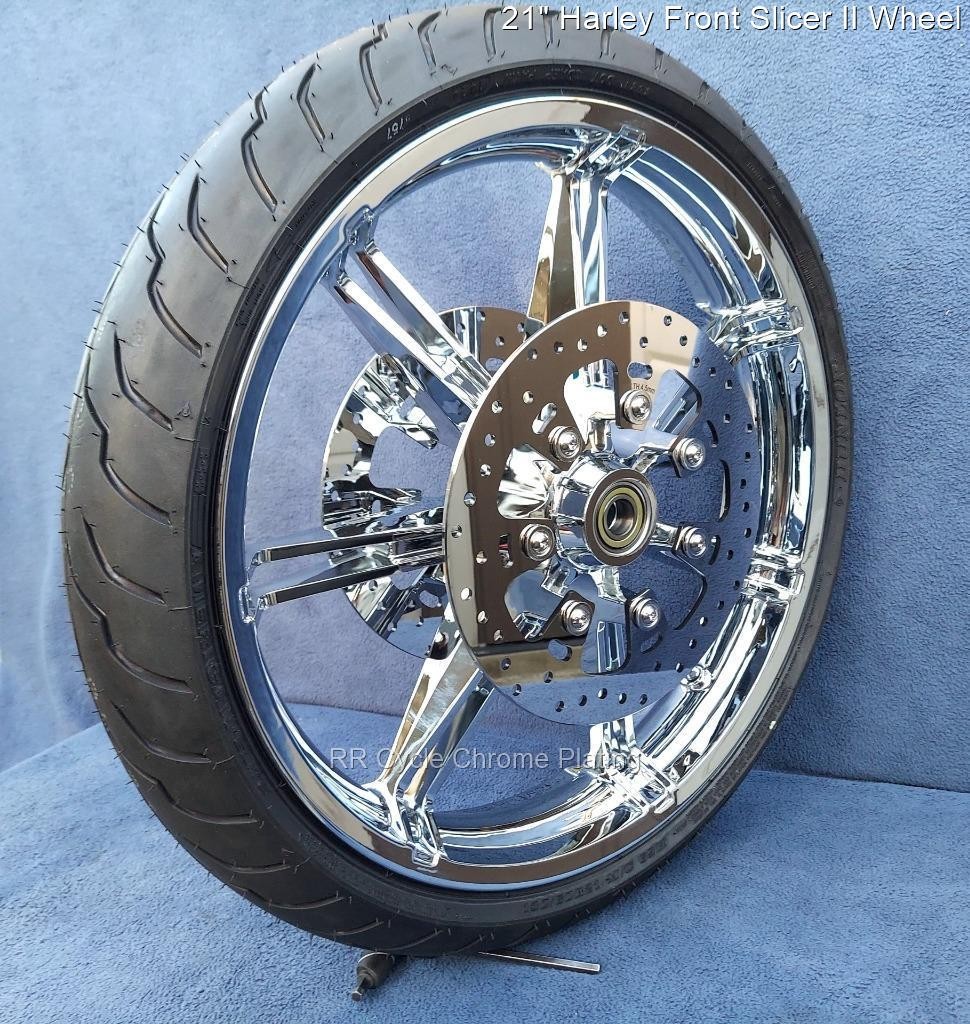 Harley 21″ Chrome Slicer II Front Wheel Tire Rotor 08-23 Street Glide Touring