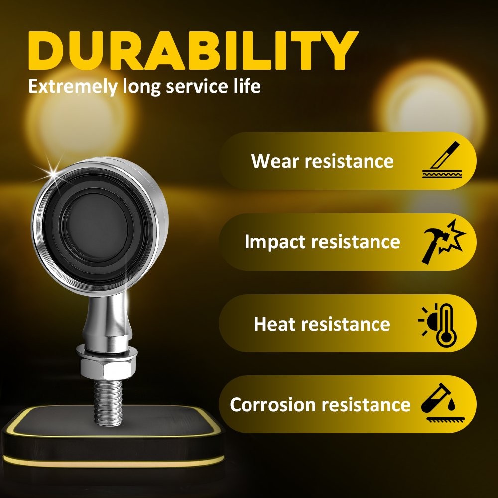 Chrome Motorcycle Turn Signal Lights Mini Bullet Blinker Amber Indicator Light