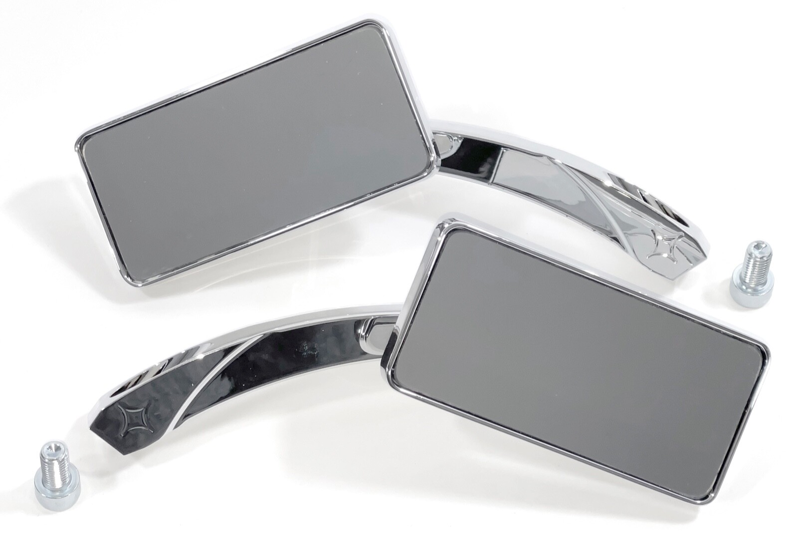 Chrome Billet Aluminum Rectangular Motorcycle Scooter Mirrors