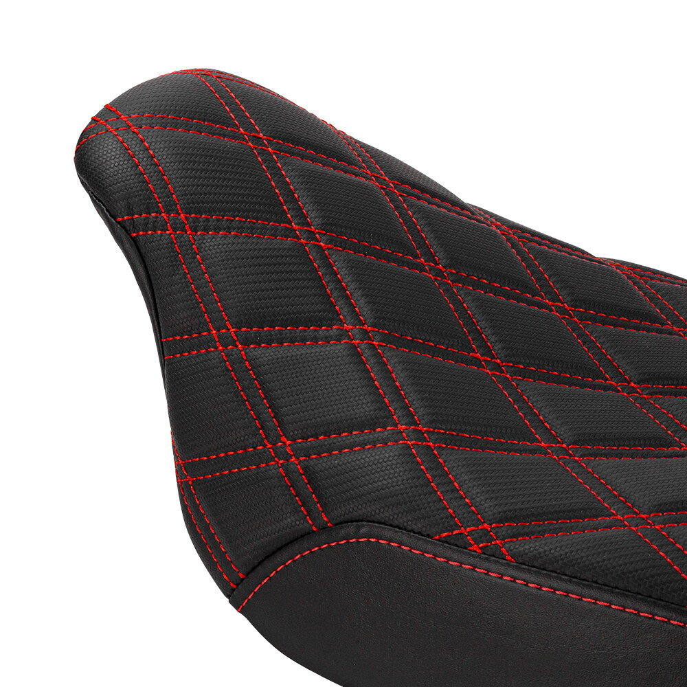 One Piece Seat Diamond Red Stitch Rider Passenger For Harley Electra Glide 97-07