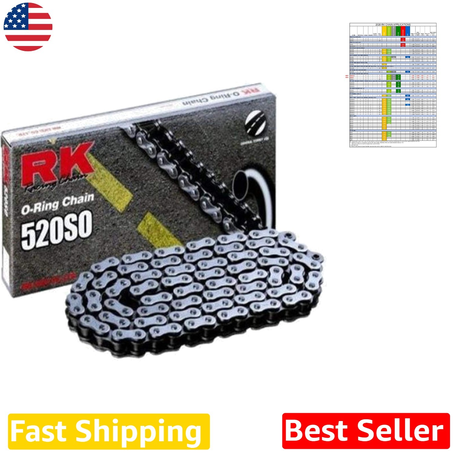 Durable Steel 90 Link O-Ring Motorcycle Chain – 400cc, 6900 Lbs, Smooth Power