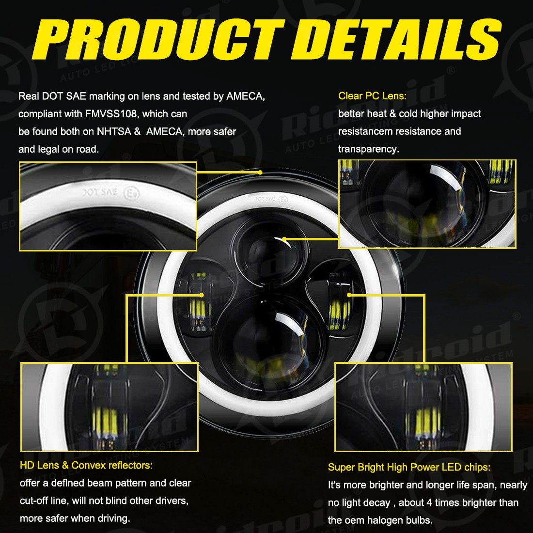 For Victory V92 C/SC/TC Kingpin Vegas 7″ LED Headlight Projector Turn Signal DRL