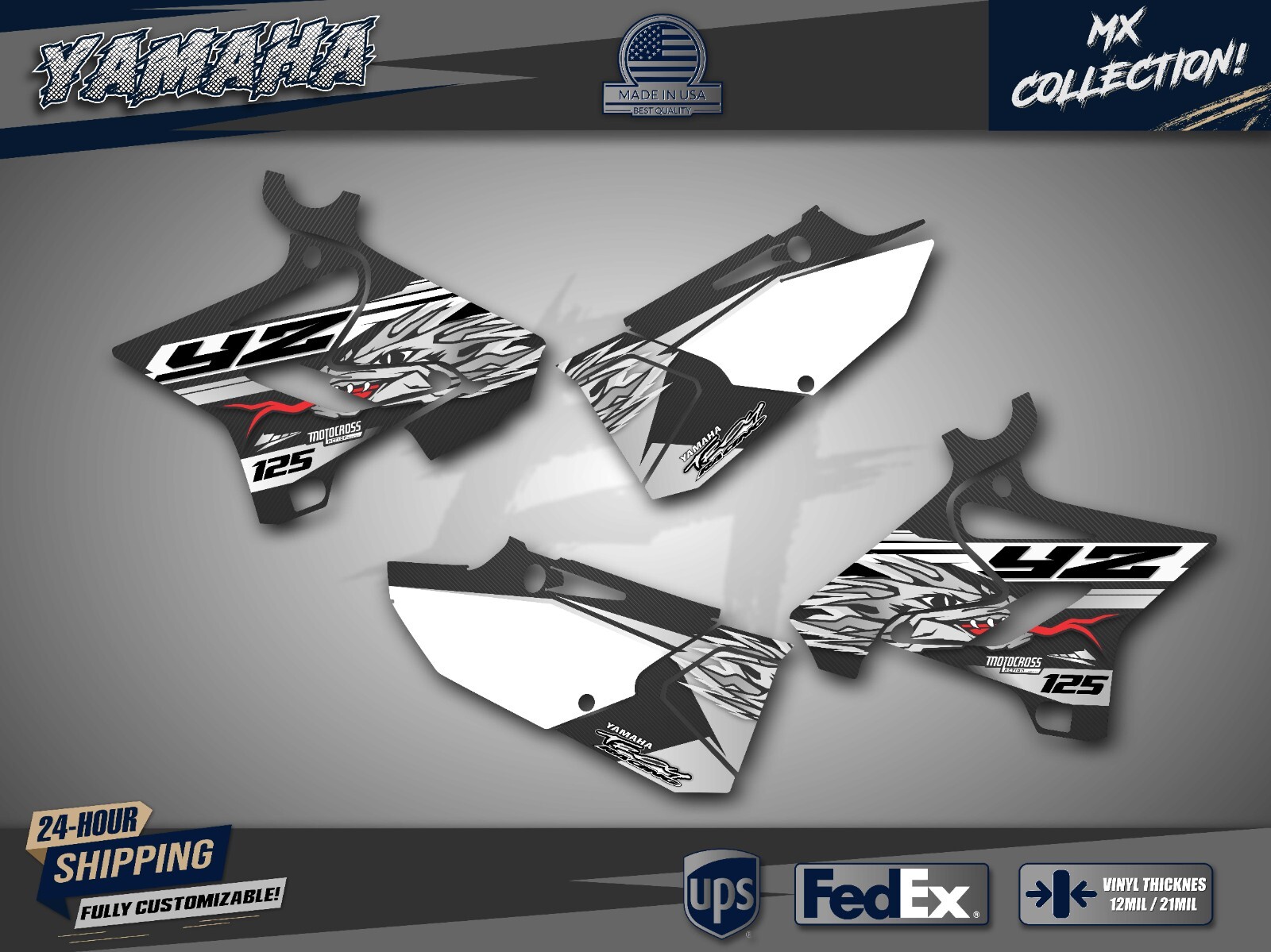 2015-2020 YAMAHA YZ 125 250 GRAPHICS KIT DECALS DECO YZ125 YZ250 2019 2018 2019