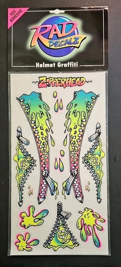 Rad Decalz Helmet Graffiti Zipperhead Self Adhesive Stickers NOS VTG