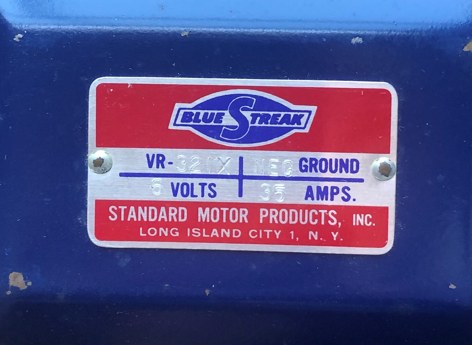 New OEM Blue Streak Voltage regulator VR-321X 6Volts 35AMP (456)