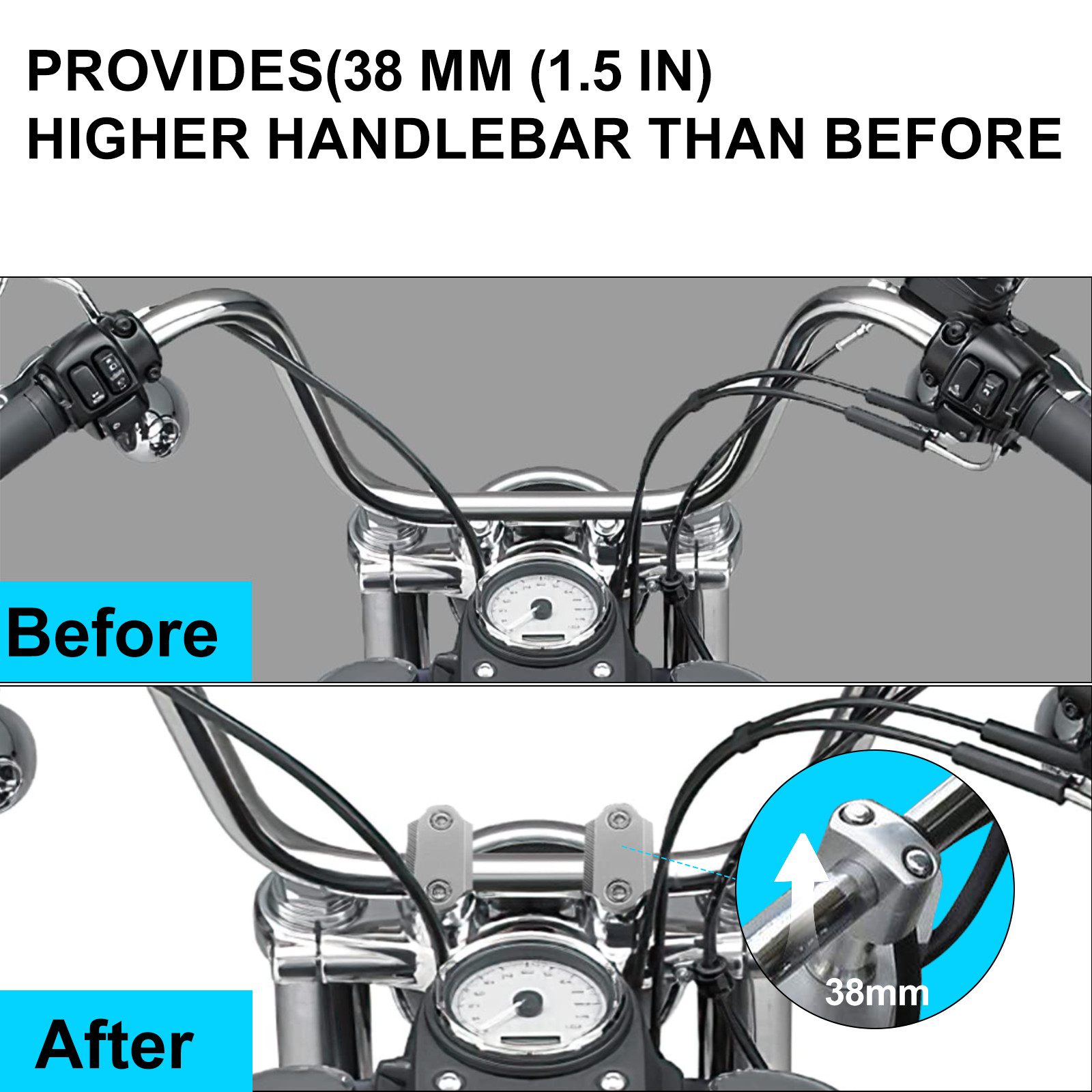 1″ Handlebar Mount Clamp Risers for Honda Shadow VT600 VT750 VT1100 VTX1300 1800
