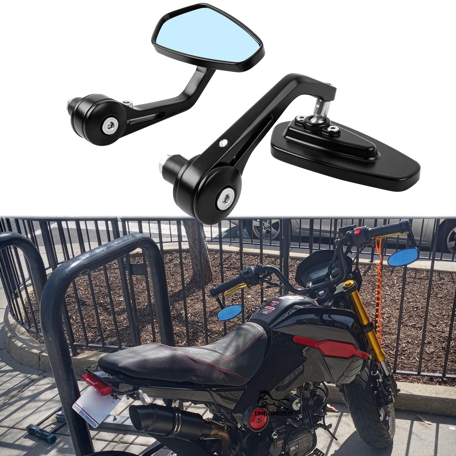 Motorcycle 7/8″ Bar End Mirrors Arrow Rearview Anti-Glare For Honda GROM MSX125
