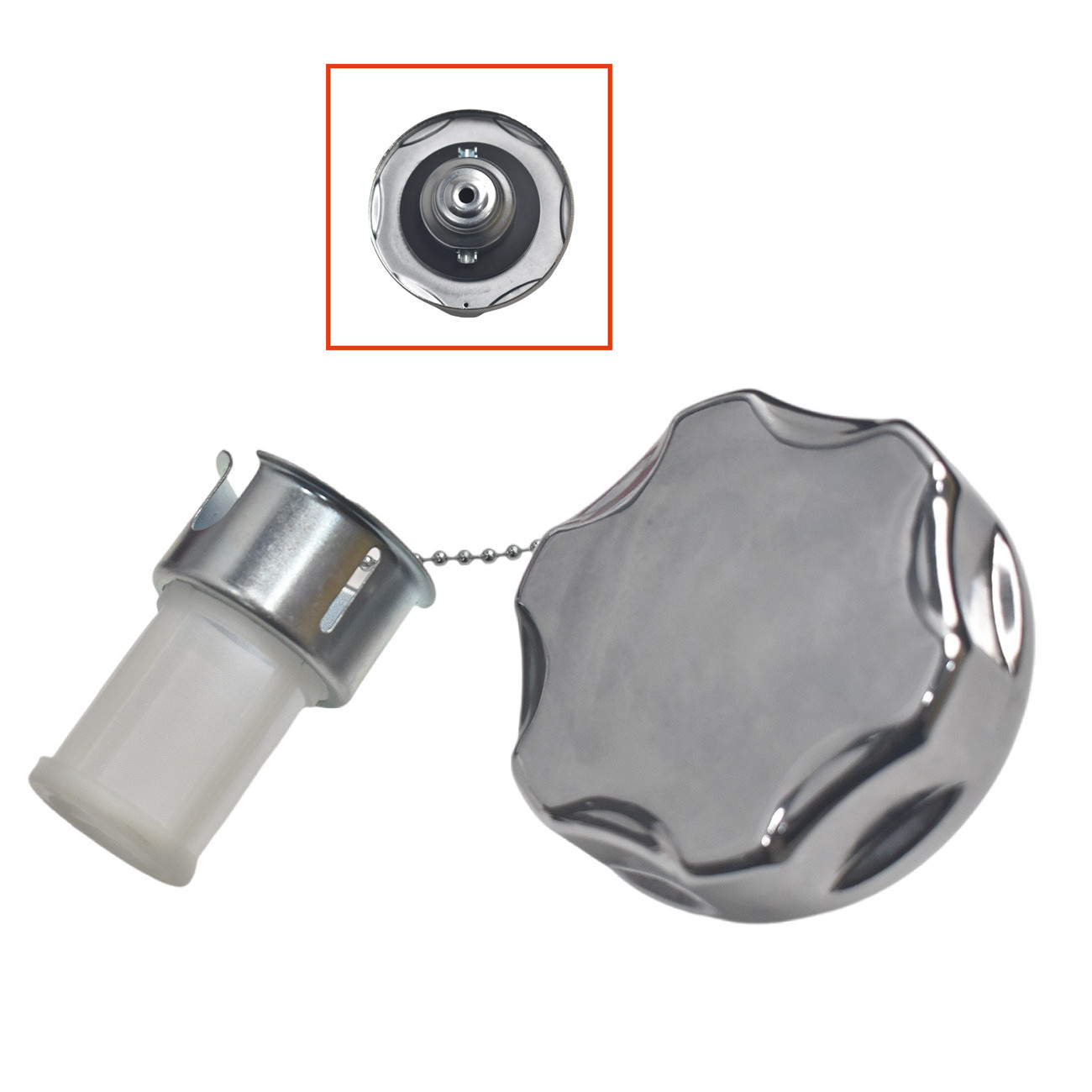 King size Metal Fuel Tank Cap w/Chain & Filter for Honda GX160 GX200 GX270 GX390