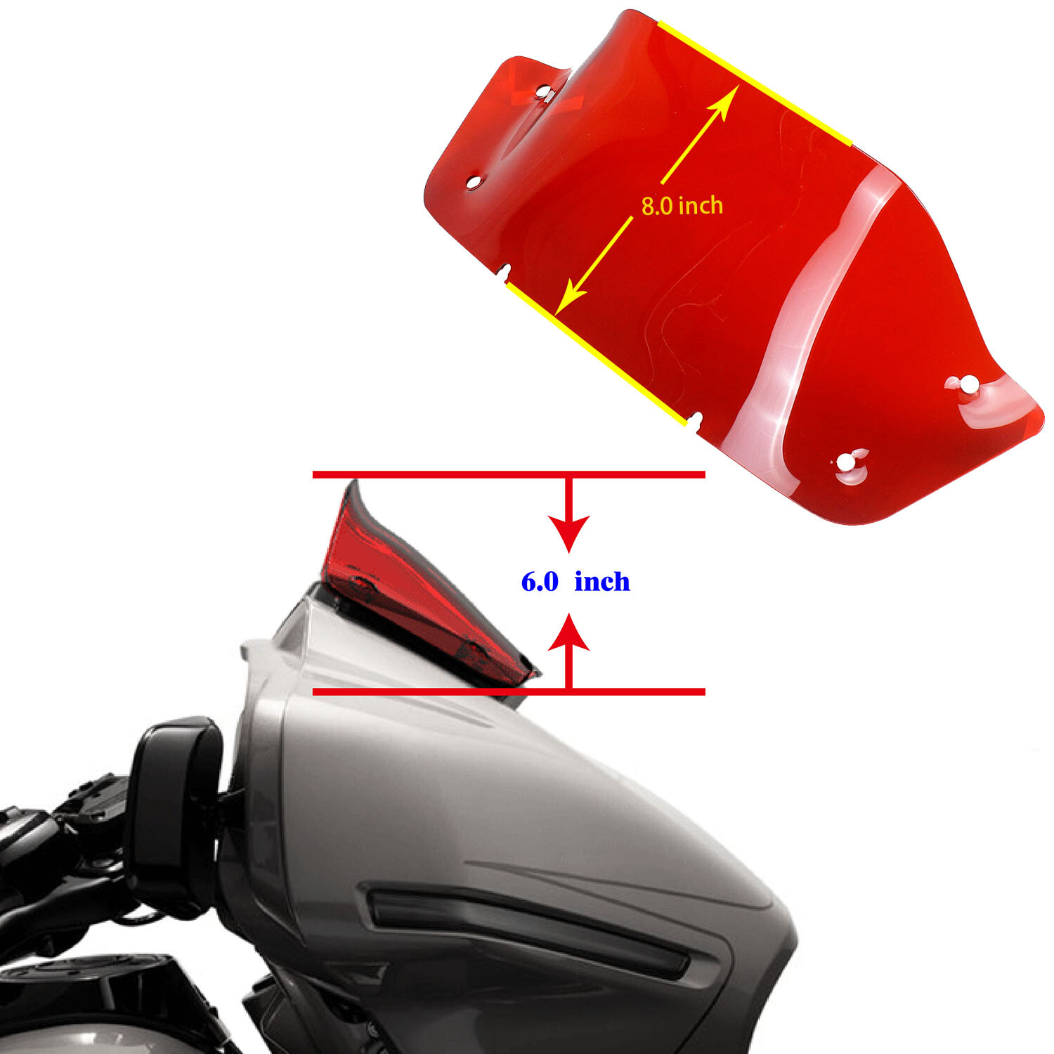 8.0″ Wine Red Windshield for Harley 2023-2025 FLHXSE, 2024-25 Street Glide FLHX