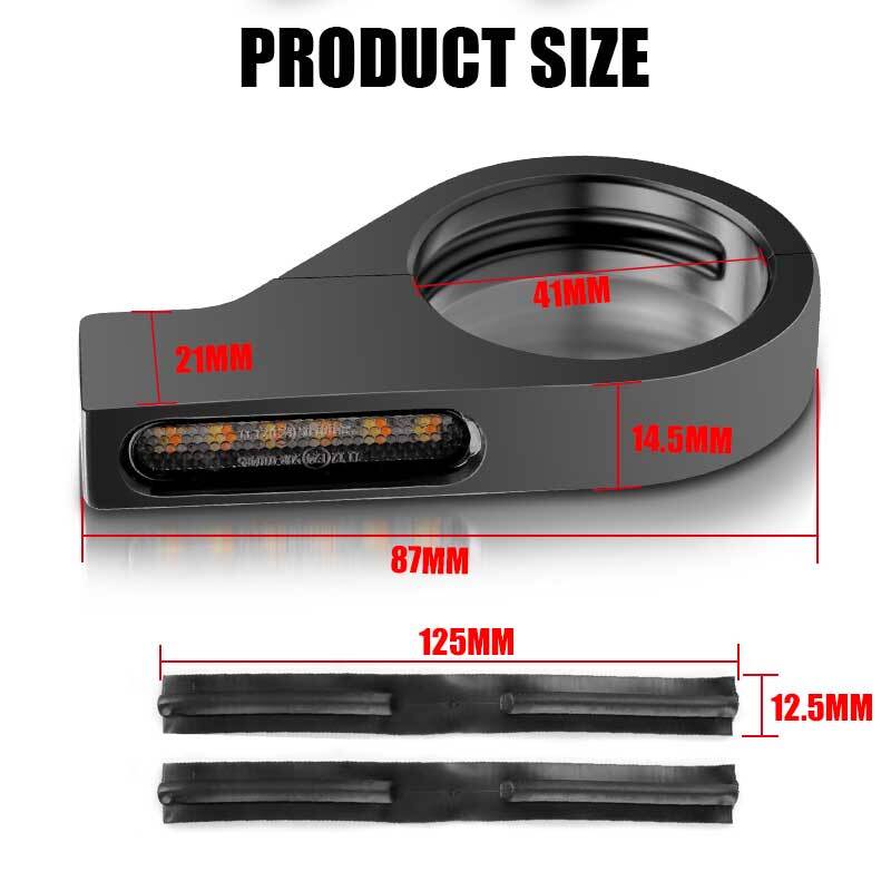 2x LED Motorcycle Turn Signal Blinkers Light 12V For 39-41mm Fork Mount Clamp