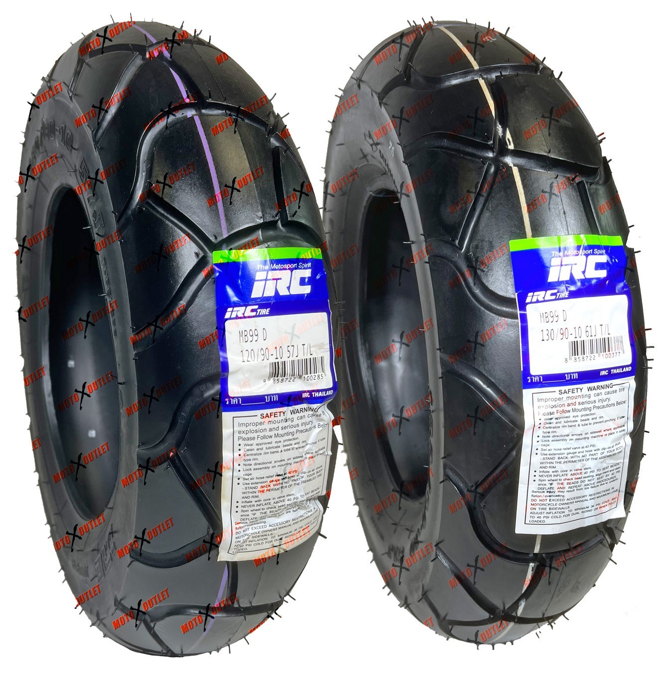 Yamaha 50 Zuma Tires 120/90-10 130/90-10 Front Rear Tire Set 97-11 IRC MB99 Dual