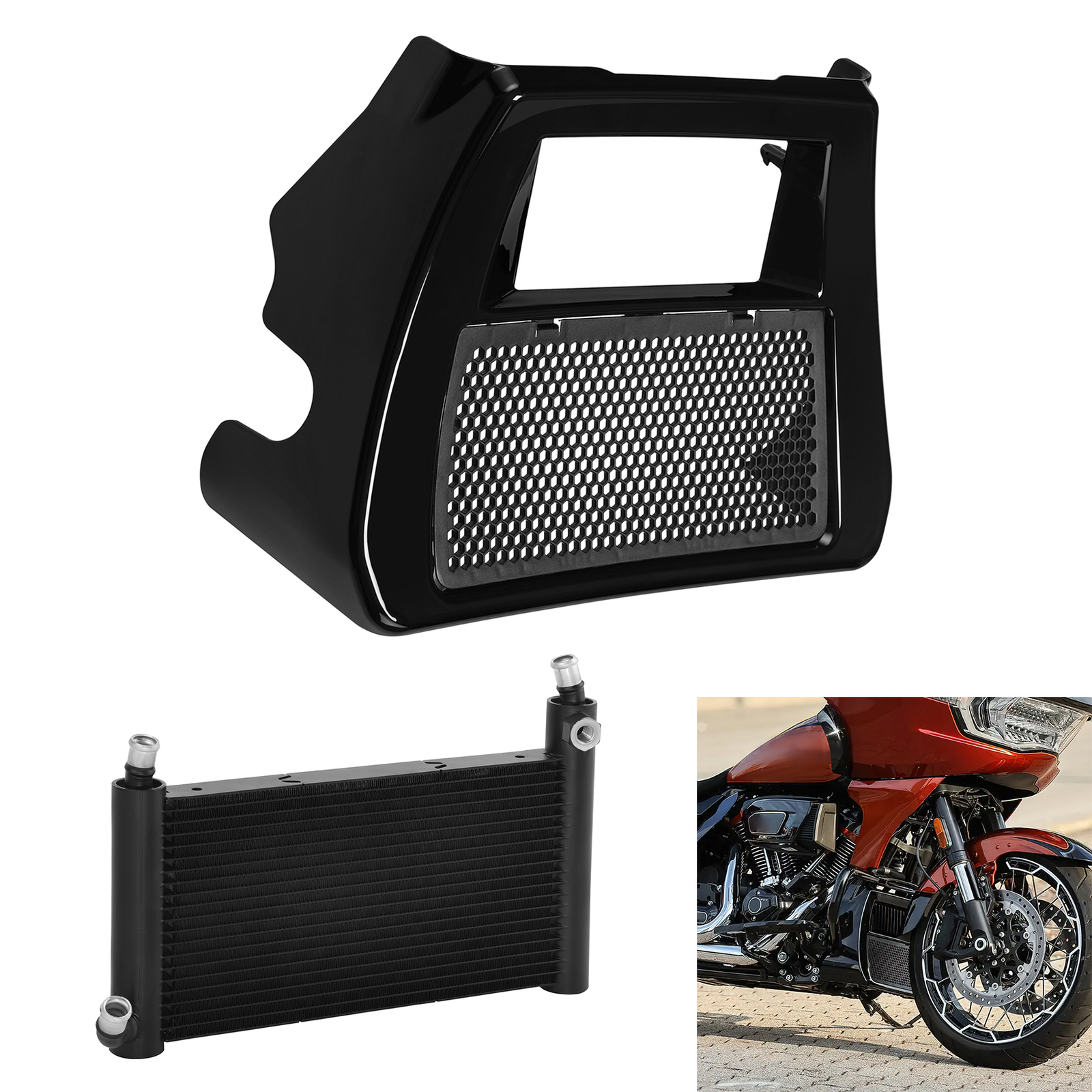 Radiator Cooler & Radiator Cover Fit For Harley CVO Road Street Glide 2023-24