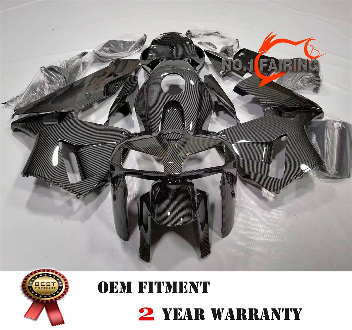 Black Carbon Fiber Fairing Kit for Honda CBR600RR 2005 2006 Painted ABS Bodywork