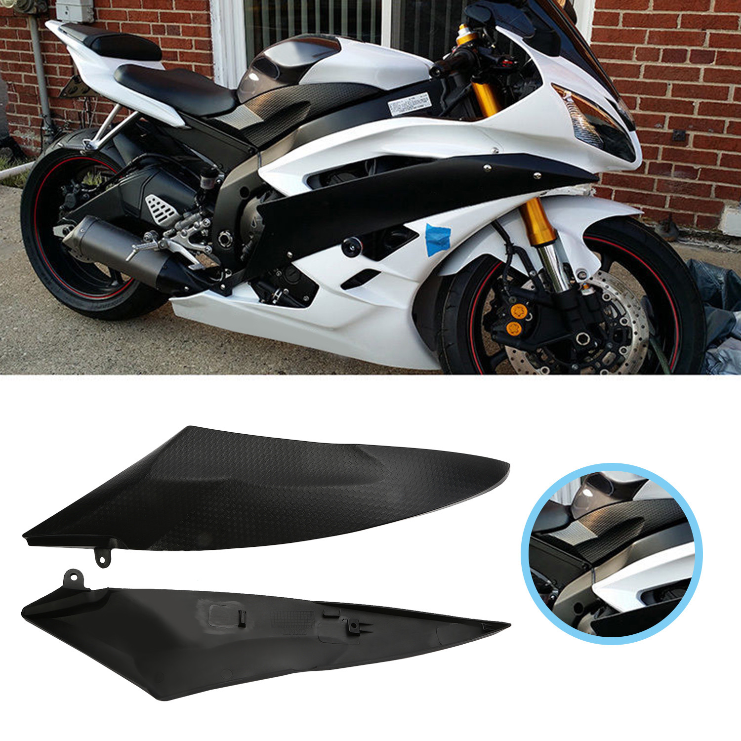 Gas Tank Side Cover Trim Cowl Fairing For YAMAHA 2006-2007 YZF-R6 06-07 YZFR6
