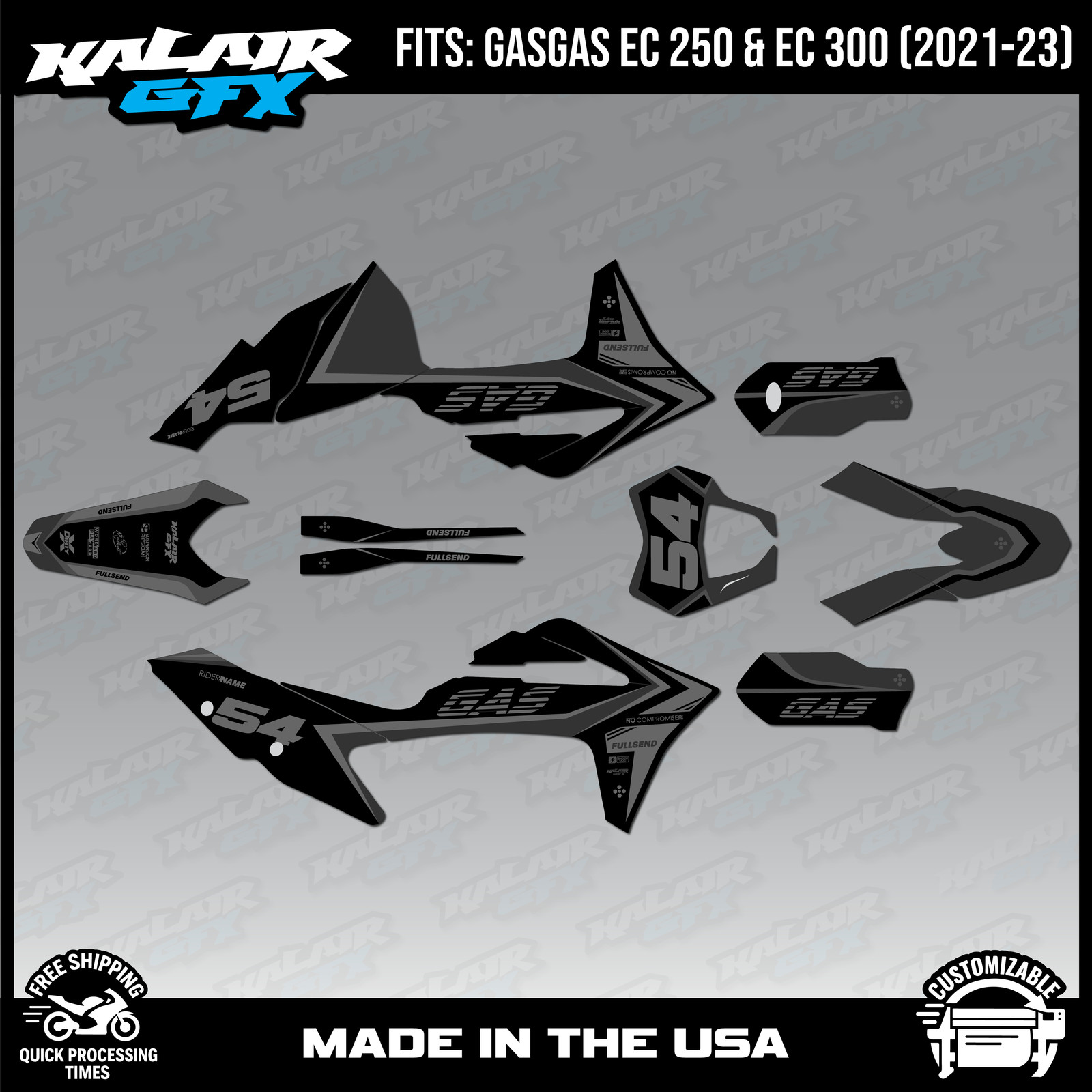Graphics Kit for GasGas EC250 EC300 models (2021-2023) Inferno – SMOKE