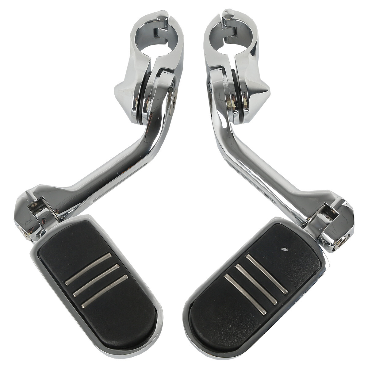 32mm 1.25″ Chrome Long Angled Highway Engine Guard Foot Pegs For Harley Davidson