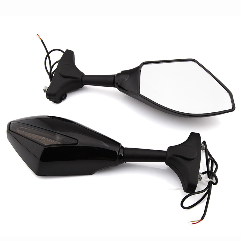 2x Gloss Side Mirrors Rearview w/ LED Turn Signal For Suzuki TL1000R TL1000S