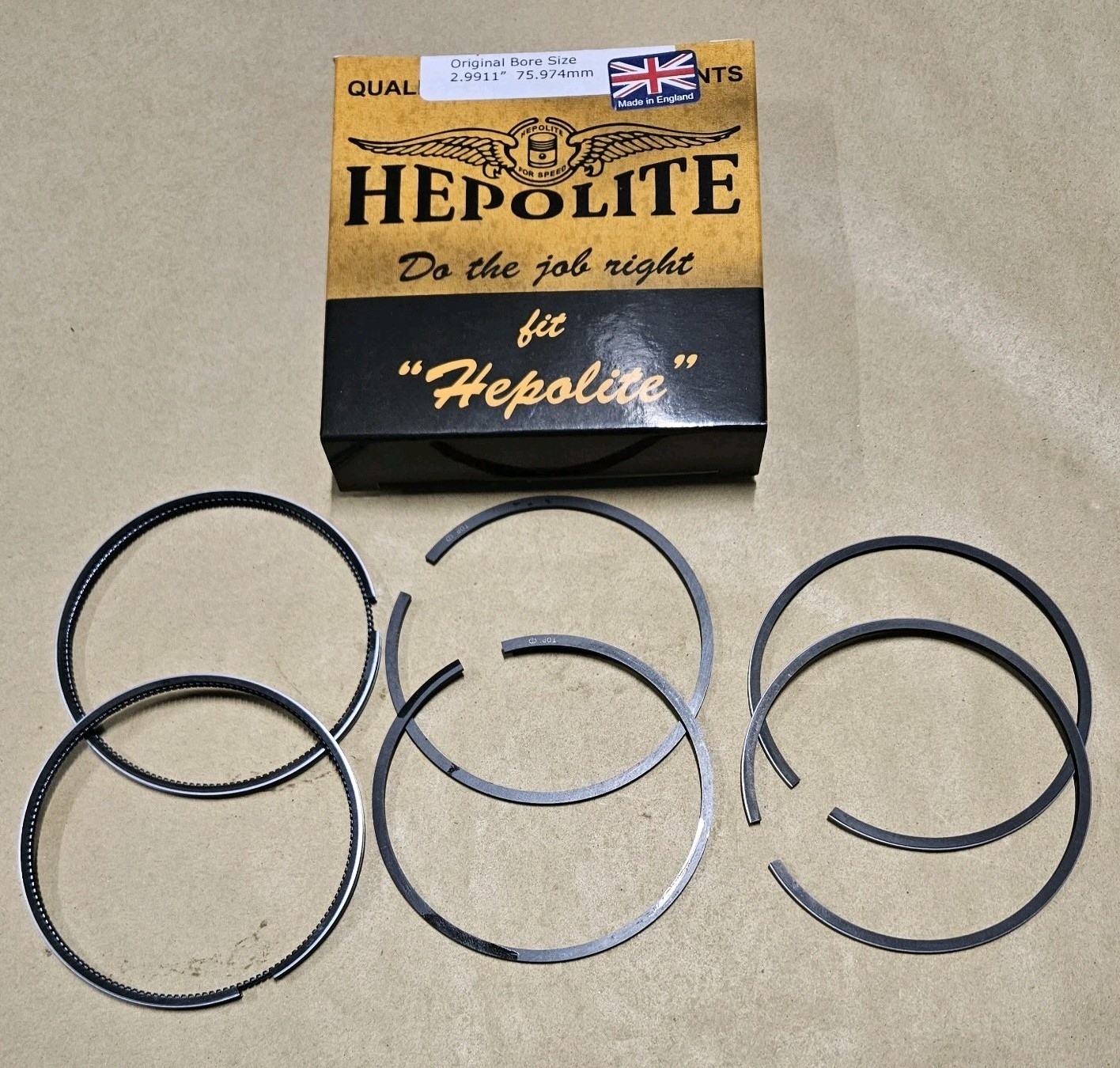 TRIUMPH T140 TR7 750cc HEPOLITE PISTON RING SET 76mm +0.040 O/SIZE UK MADE