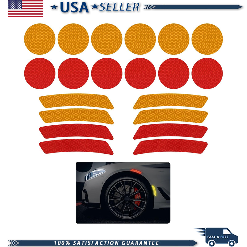 20PCS Golf Cart Reflective Stickers, 8PCS Eyebrow + 12PCS Round Self-Adhesive