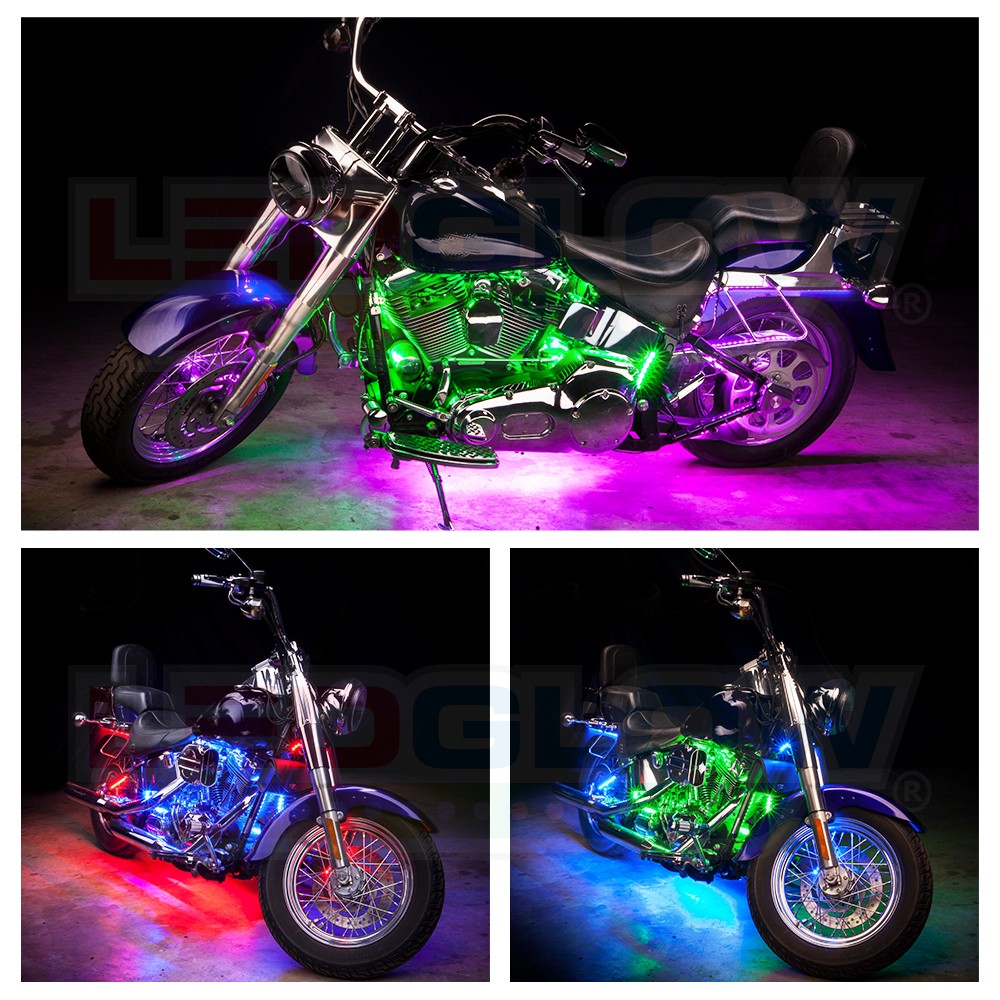 LEDGlow 8pc Bluetooth Million Color LED Motorcycle Light Kit w Smartphone App