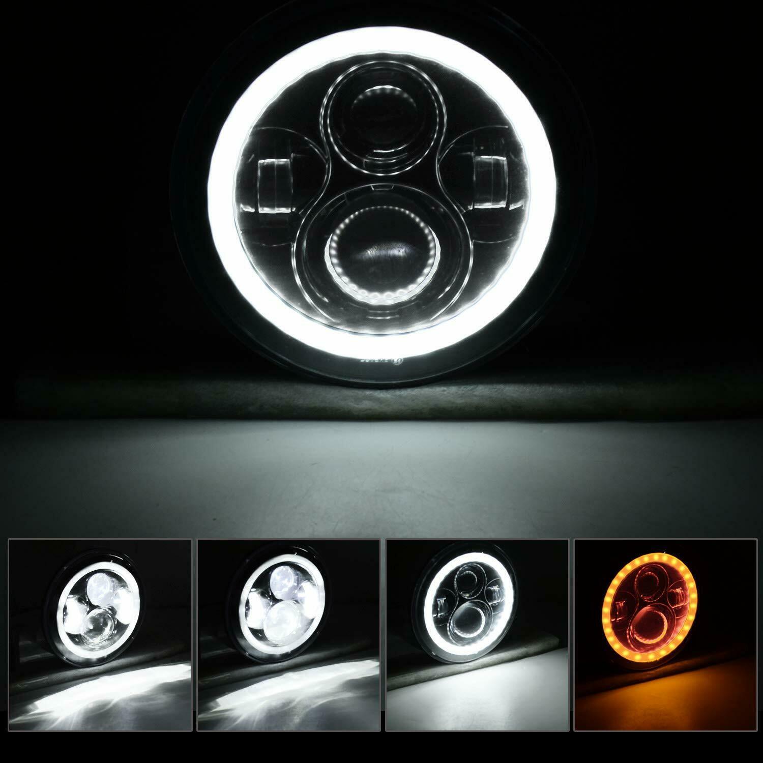 Chrome 7 inch LED Headlight Halo Projector For Harley Street Glide Softail FLHX