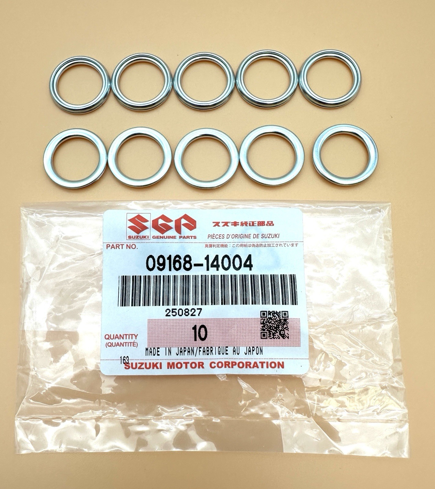 10 PACK NEW SUZUKI OEM OIL DRAIN PLUG GASKET 09168-14004 GSXR 600 750 1000 BUSA