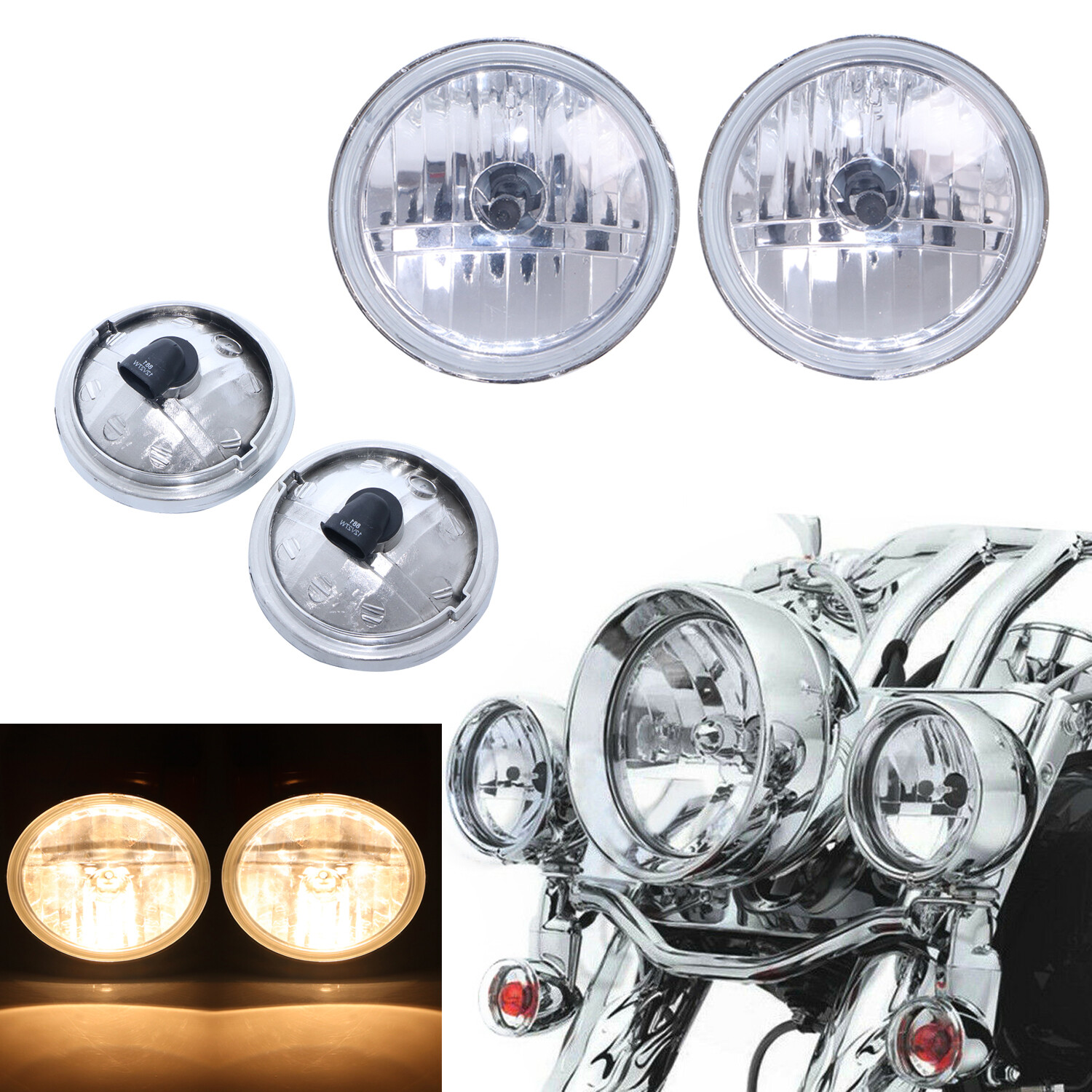 Clear Lens 4-1/2″ Auxiliary Spot Fog Passing Light Lamp For Harley Electra Glide