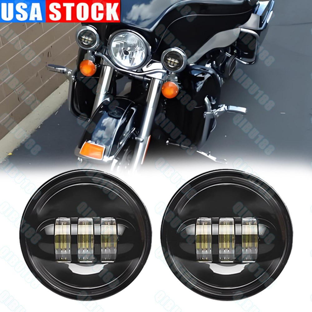 Pair 4.5″ Inch LED Fog Passing Lights Driving Lamp For Harley Davidson Touring