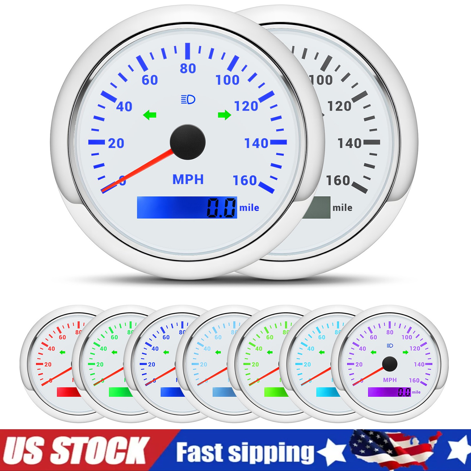 85mm GPS Speedometer 0-160MPH Odometer Gauge for Motorcycles Boat Car Waterproof