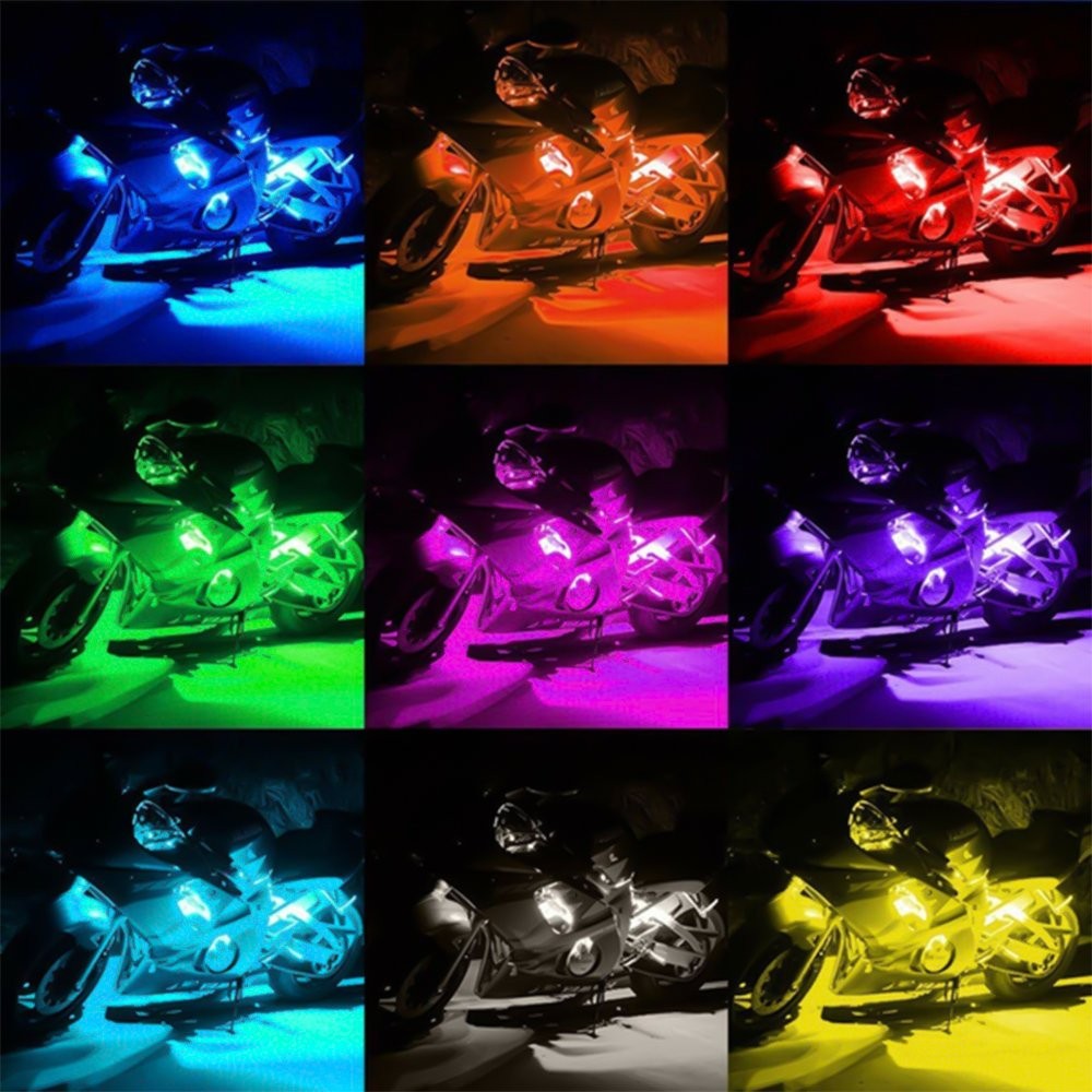 12PCS Motorcycle led lights Remote Wireless color 15 Neon Glow Light Strips Kit