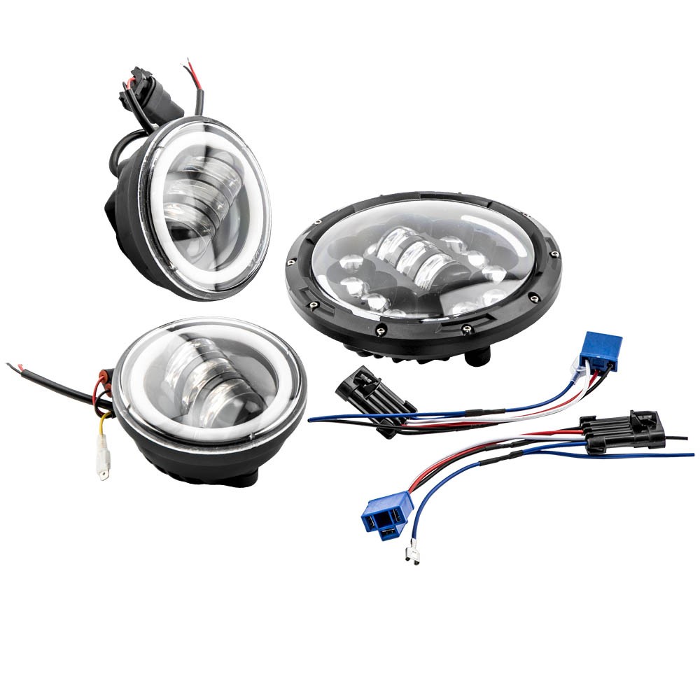 3 Pack 7” + 4.5” 90W/40W LED Headlight Round Fog Light Turn Signal Lamp 12-24V