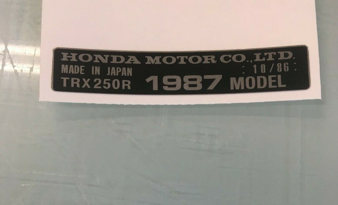 1987 TRX250R Frame Year decal TRX 250R 250 Chrome 10/86