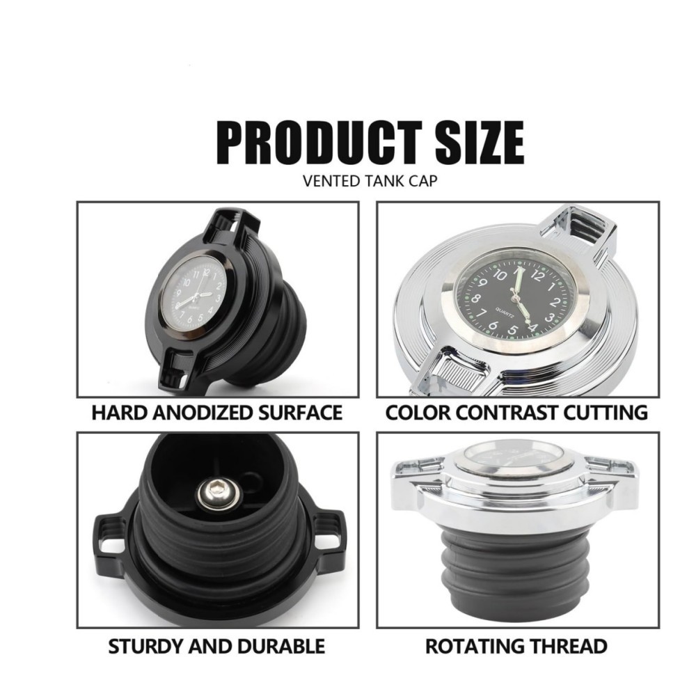 Fuel Gas Tank Oil Cap Cover W/ Clock For-Harley Touring Sportster Dyna Road King