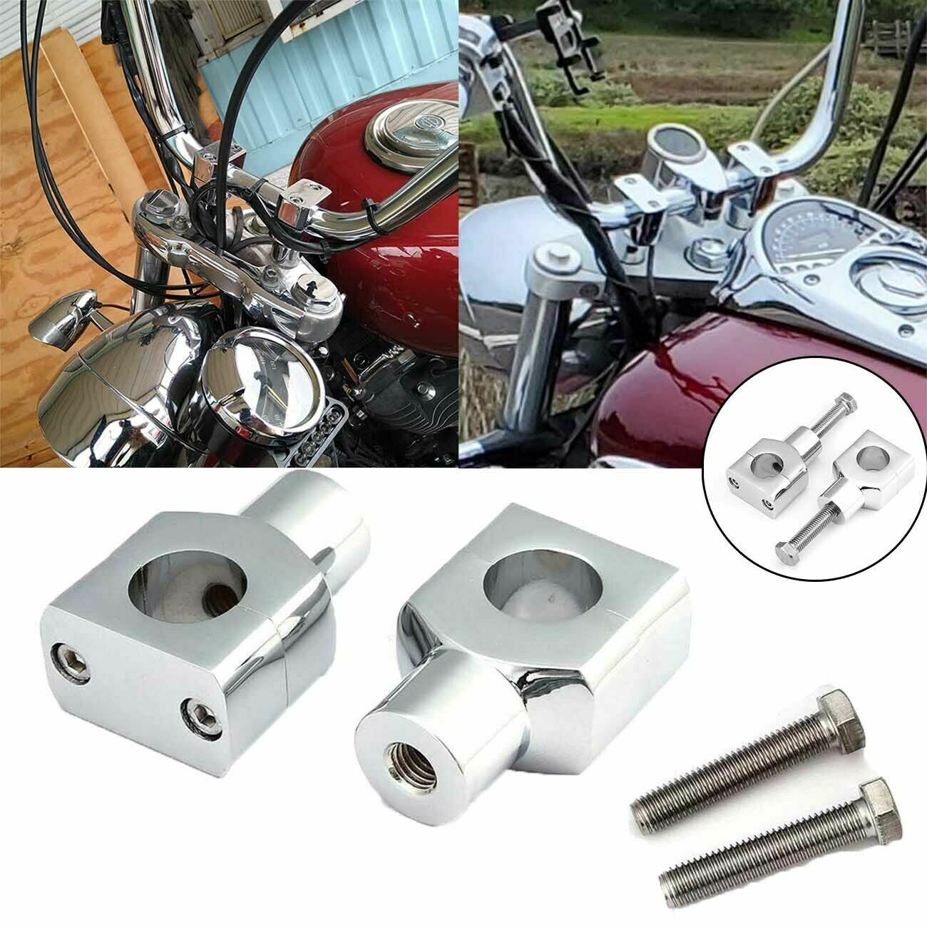 1″ Motorcycle Handlebar Handle Bar Adapter Risers Clamp Mounts For Harley Fatboy
