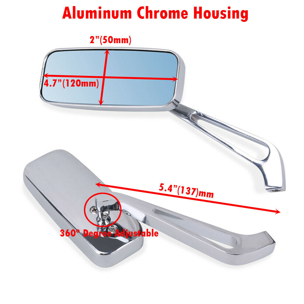 Rectangle Motorcycle Mirrors For Harley Cruiser Bobber Chopper Softail Sportster