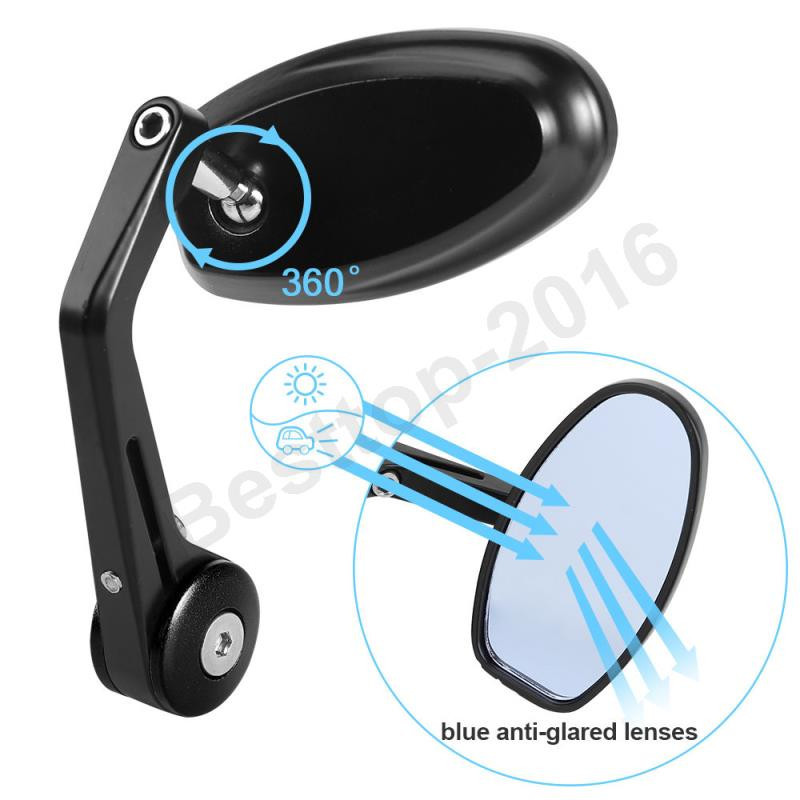 BLACK MOTORCYCLE 7/8″ HANDLE BAR END MIRRORS FOR HONDA SUZUKI YAMAHA CAFE RACER