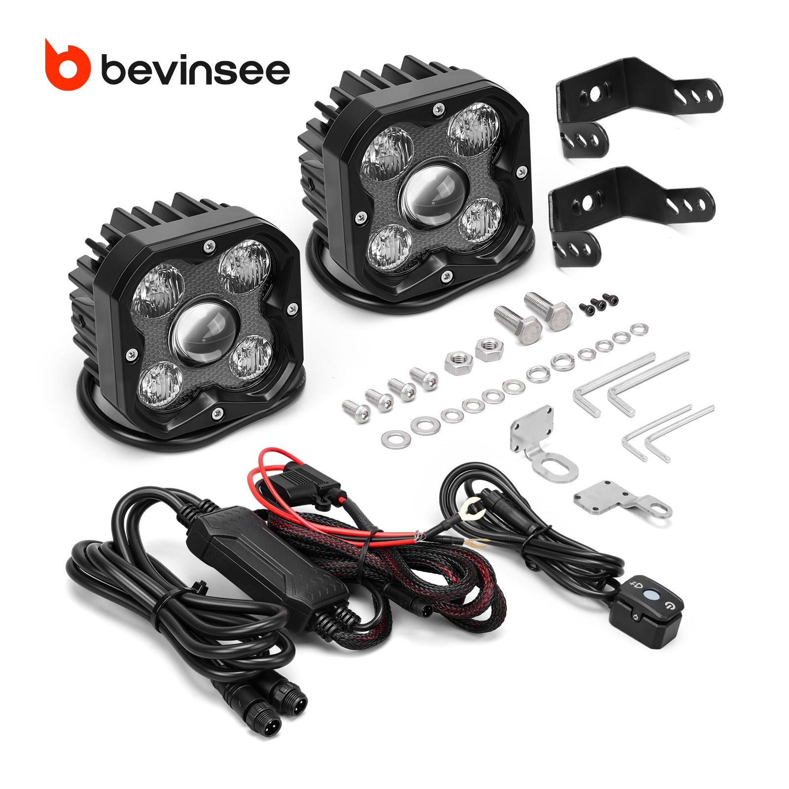 Pair 100W 3inch LED Flood Sopt Lights Auxiliary Light Pod Fog Lamp 6000K White