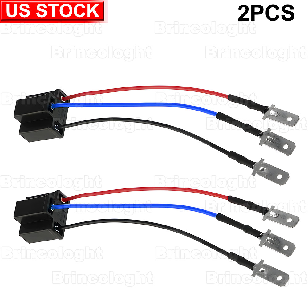2PCS H4 9003 HB2 3 PIN Wire Adpter Harness Socket for 4×6 7×6 5×7 inch Headlight