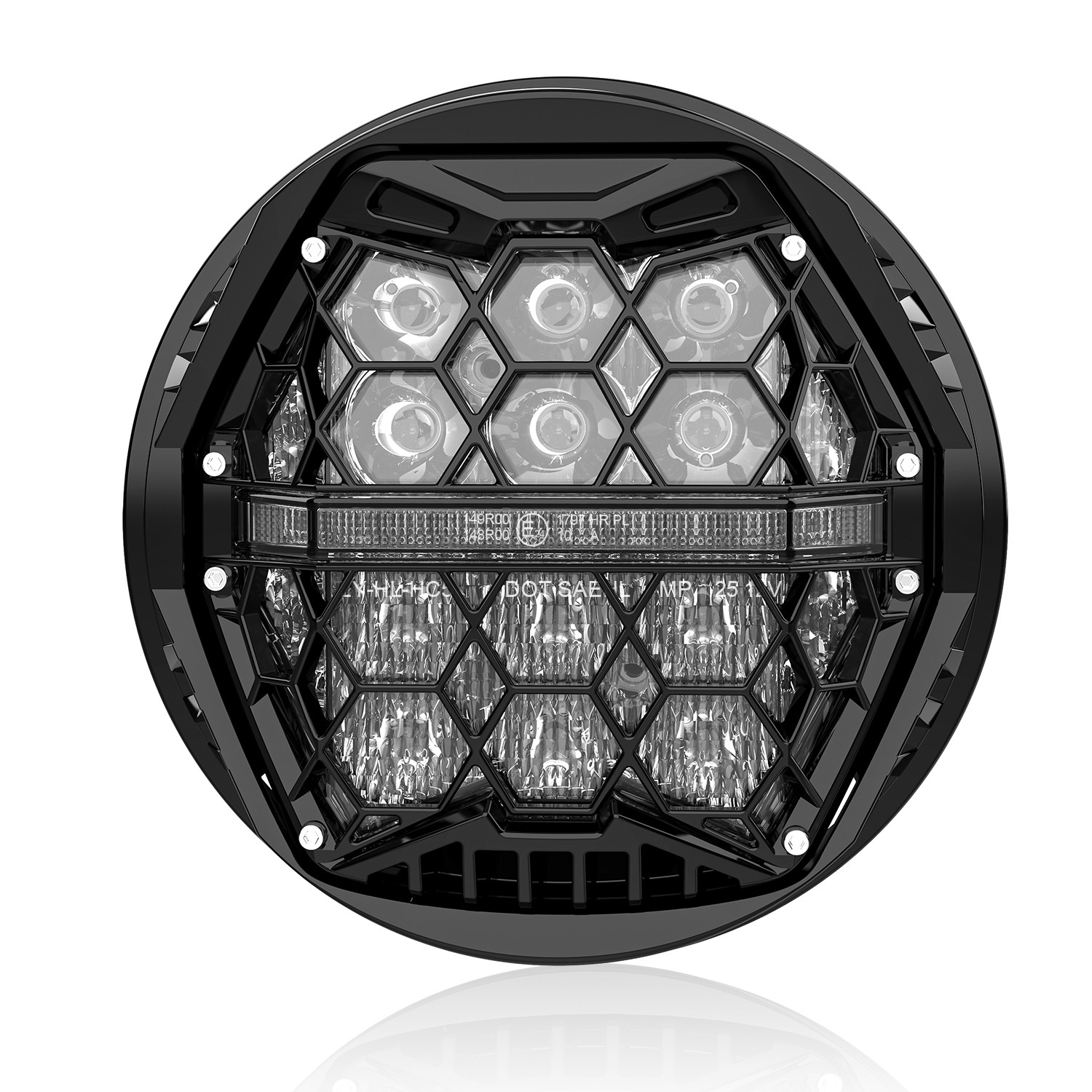 5.75″ For Harley Cross Bones FLSTSB LED Headlight DOT w/ Amber Daytime Running