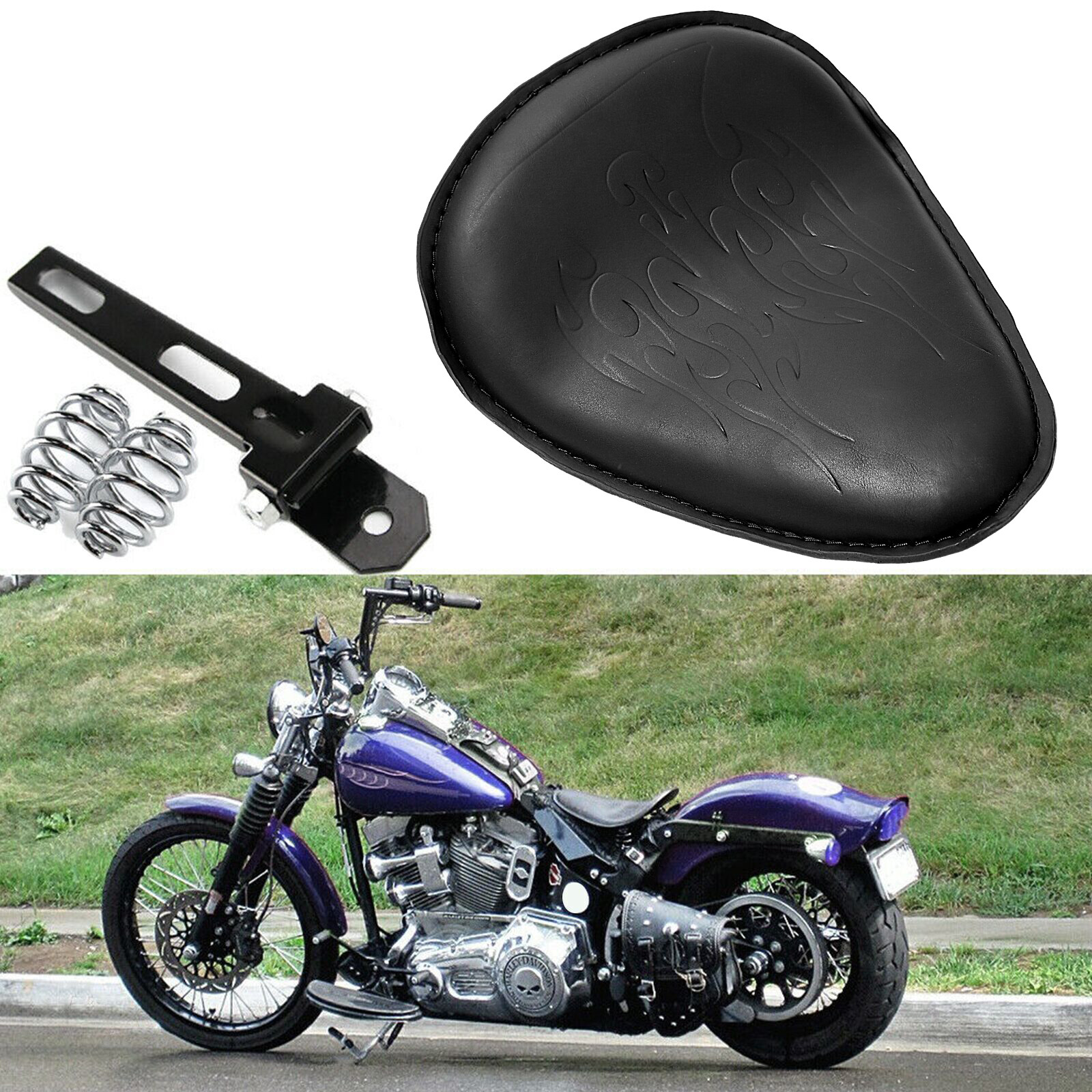 Motorcycle 3″ Spring Solo Seat For Harley Sportster XL883 1200 Bobber Chopper