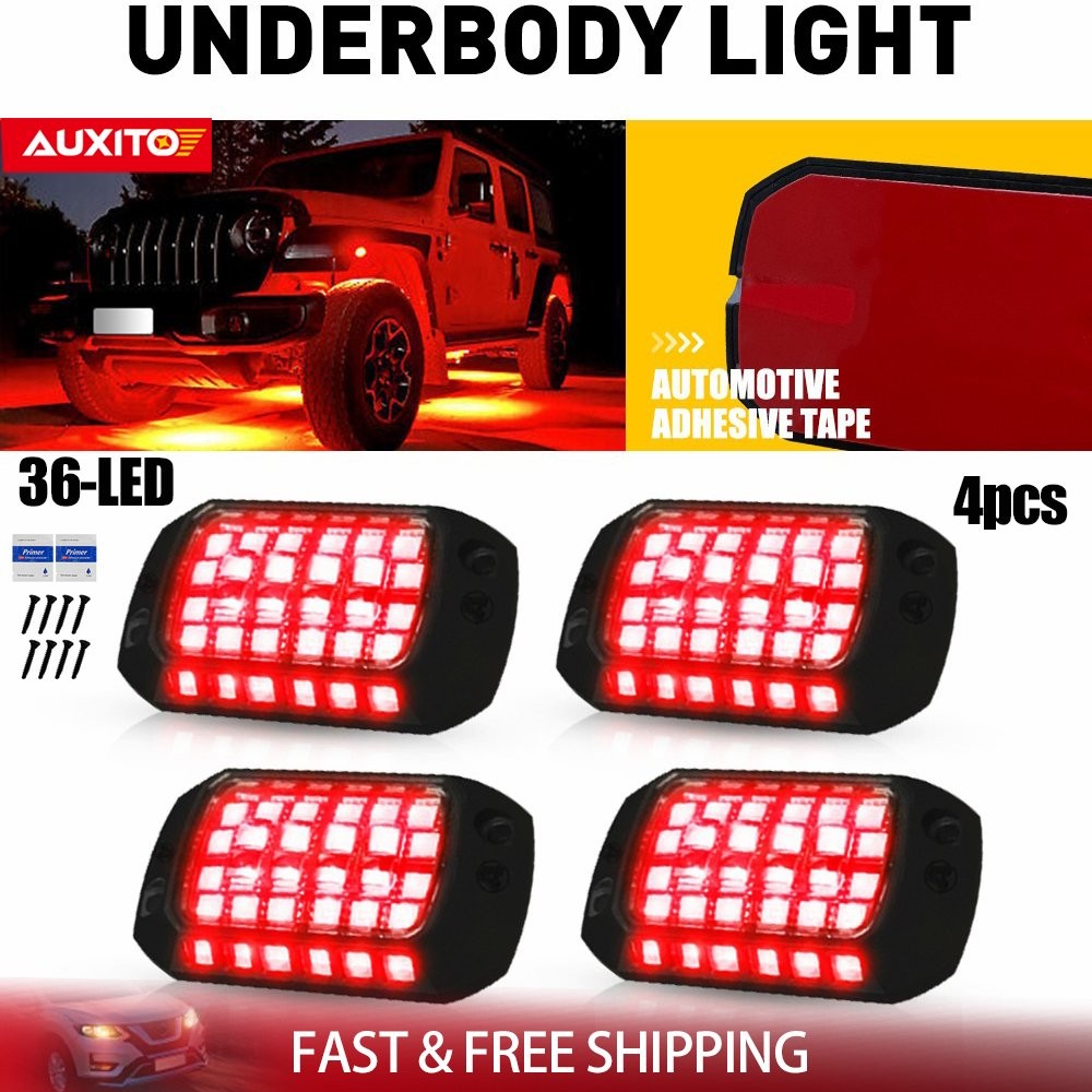 4PCS 36-LED Underbody Light Underglow Bars For Reverse Yacht Dome Light Red Lamp