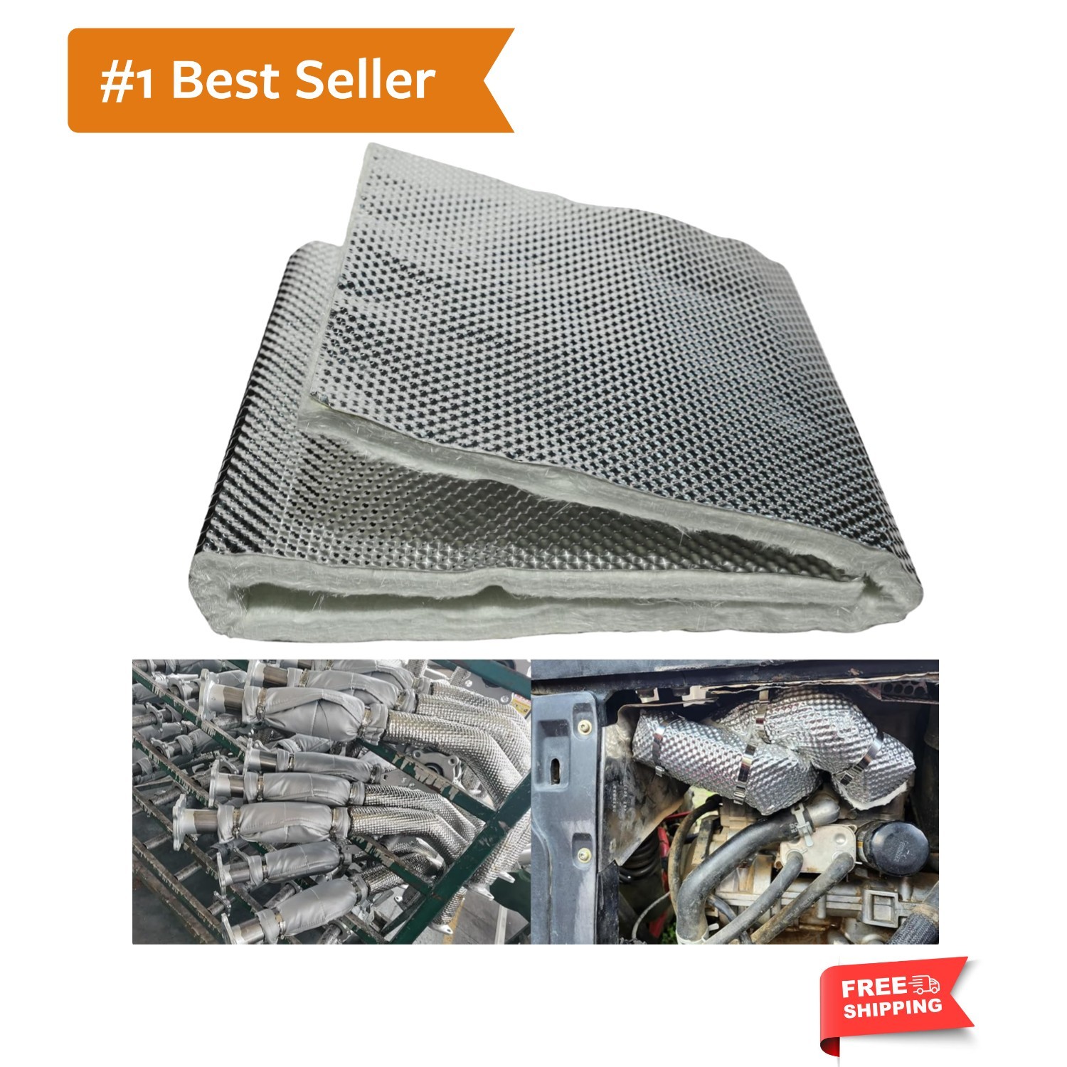 Exhaust Heat Shield Wrap – Aluminum Fiberglass Automotive Muffler Insulation …
