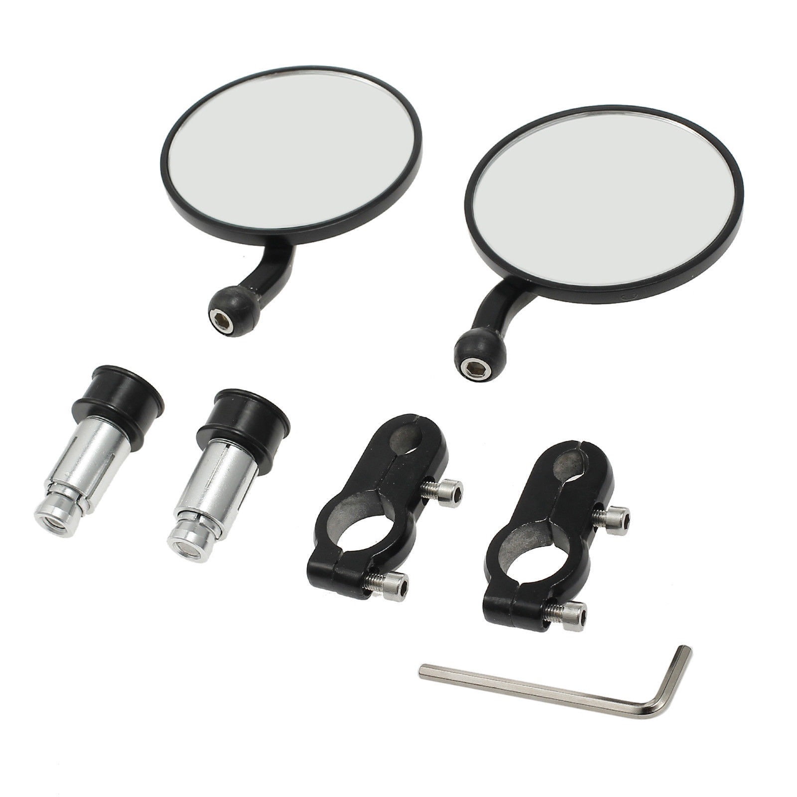 For 7/8″ Handlebar End Motorcycle CNC Round Black Rear View Mirror Set Custom