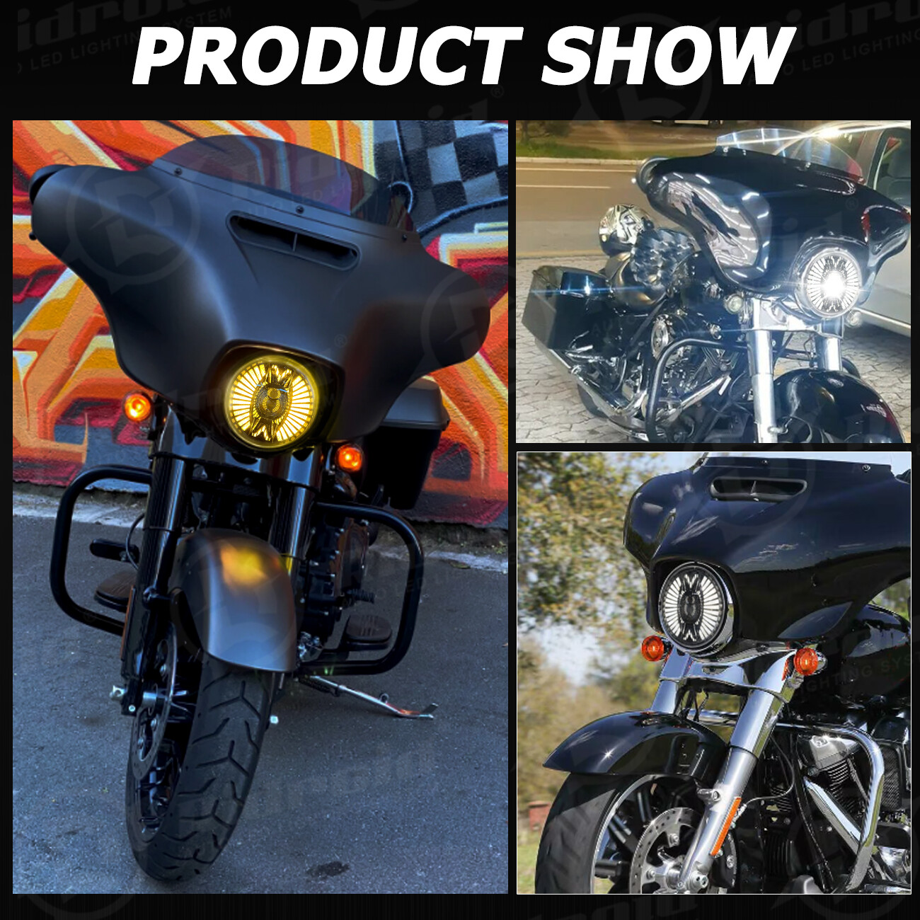 7” 7inch Round Motorcycle LED Headlight With Halo DRL Turn Signals for Harley