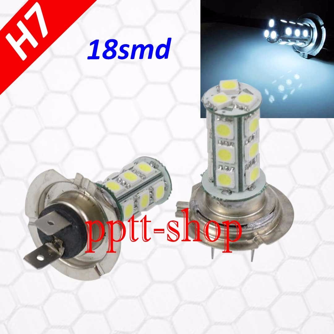 H7 (1 Pair) LED 18 SMD White Xenon 6000K Headlight Light Bulb Motorcycle Bike