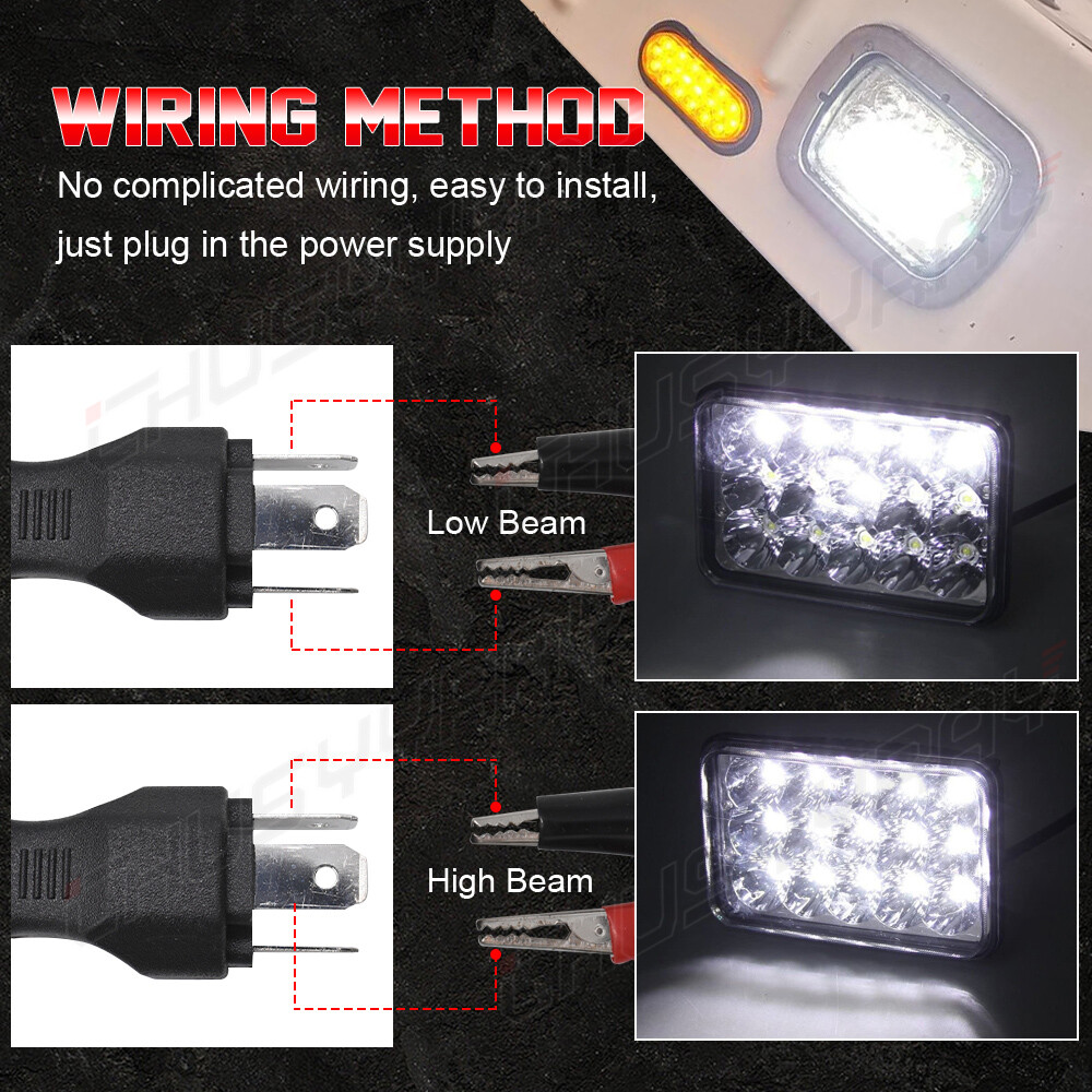 Motorcycle Rectangular 4X6inch LED Headlight Projector High Low Beam Sealed