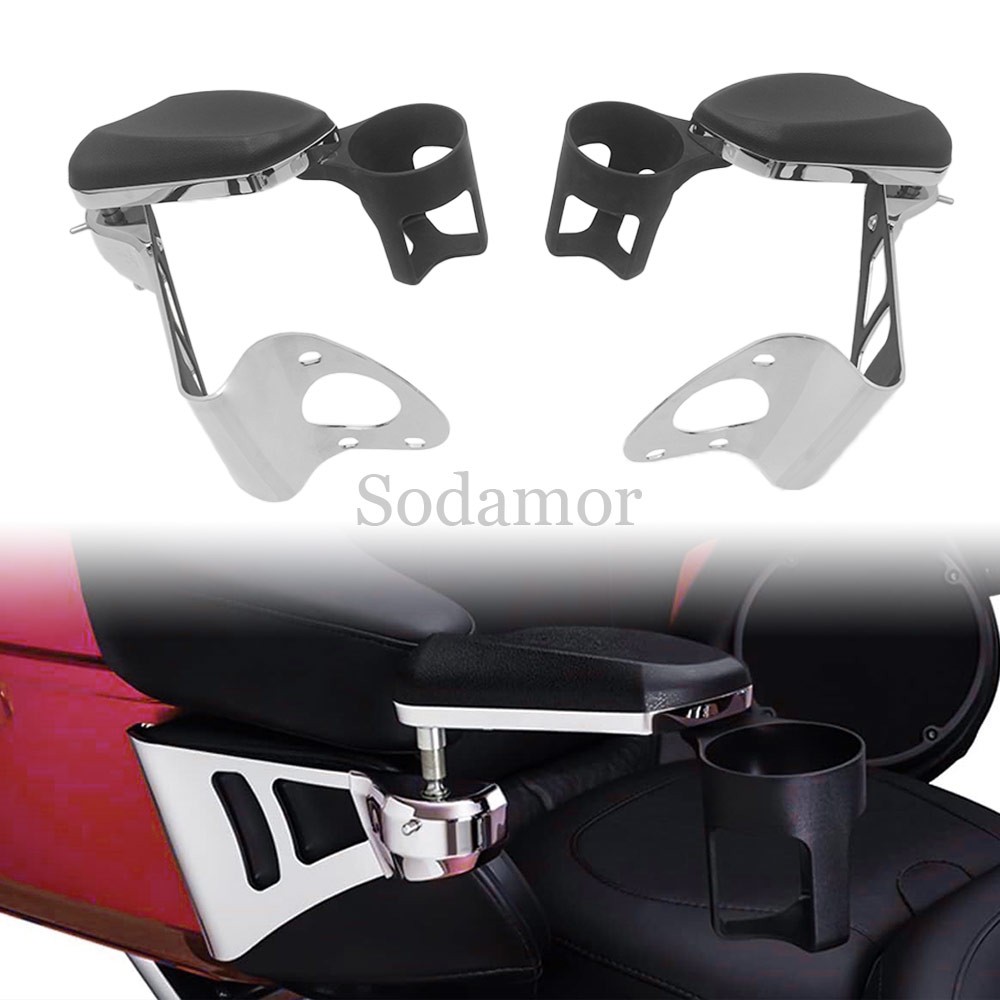 Passenger Armrests Cup Holder Adjustable for Harley Touring Electra Road Glide
