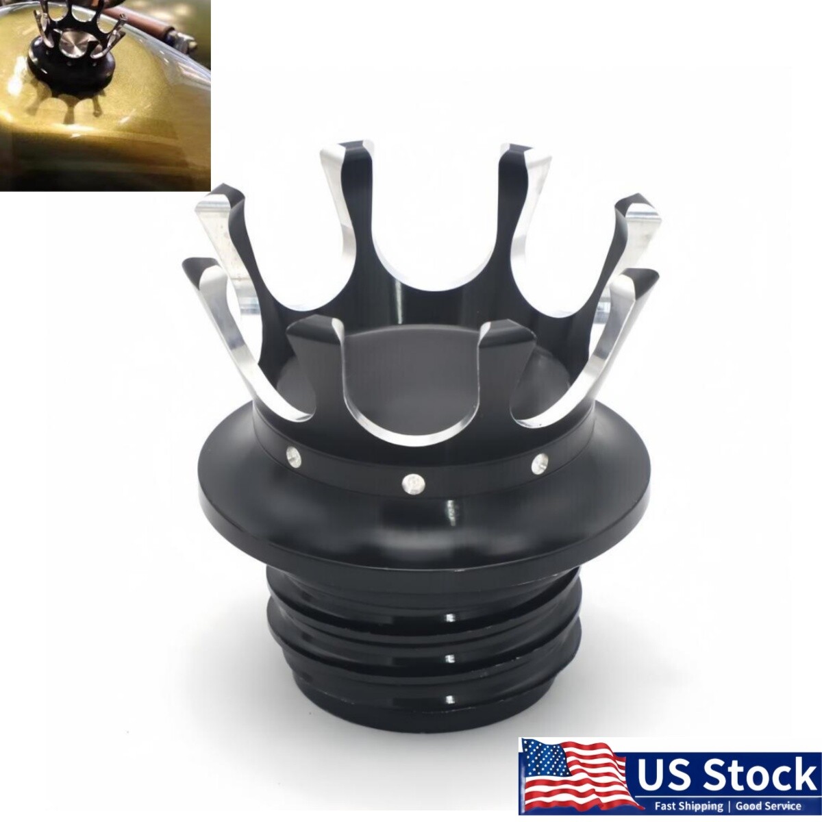 Motorcycle King Crown Gas Cap Fuel Tank Right-hand Thread Billet For Harley